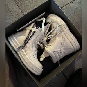 RICK OWENS Baby off white geobasket sneakers